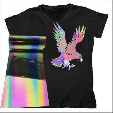 wholesale color patterned Rainbow reflective  heat transfer vinyl roll for textile clothing